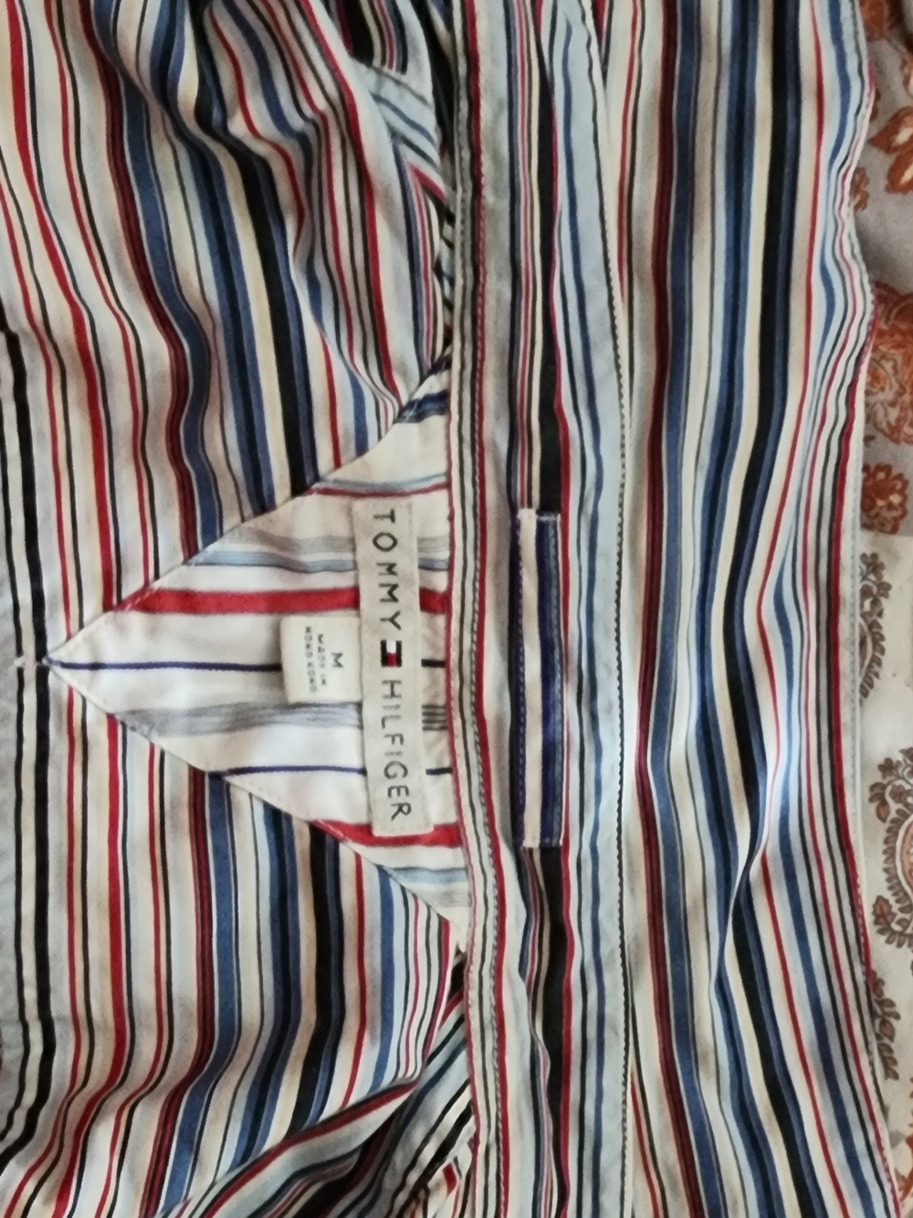 Tommy Hilfiger Multi-Stripe Button-Up Shirt in Red, Navy & White